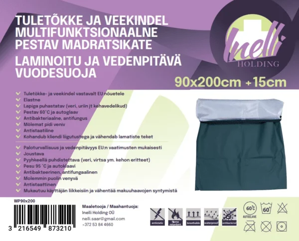 PU-patjasuoja 90x200+15 cm