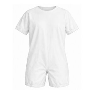 White Cotton Jumpsuit with Short Sleeves and Legs